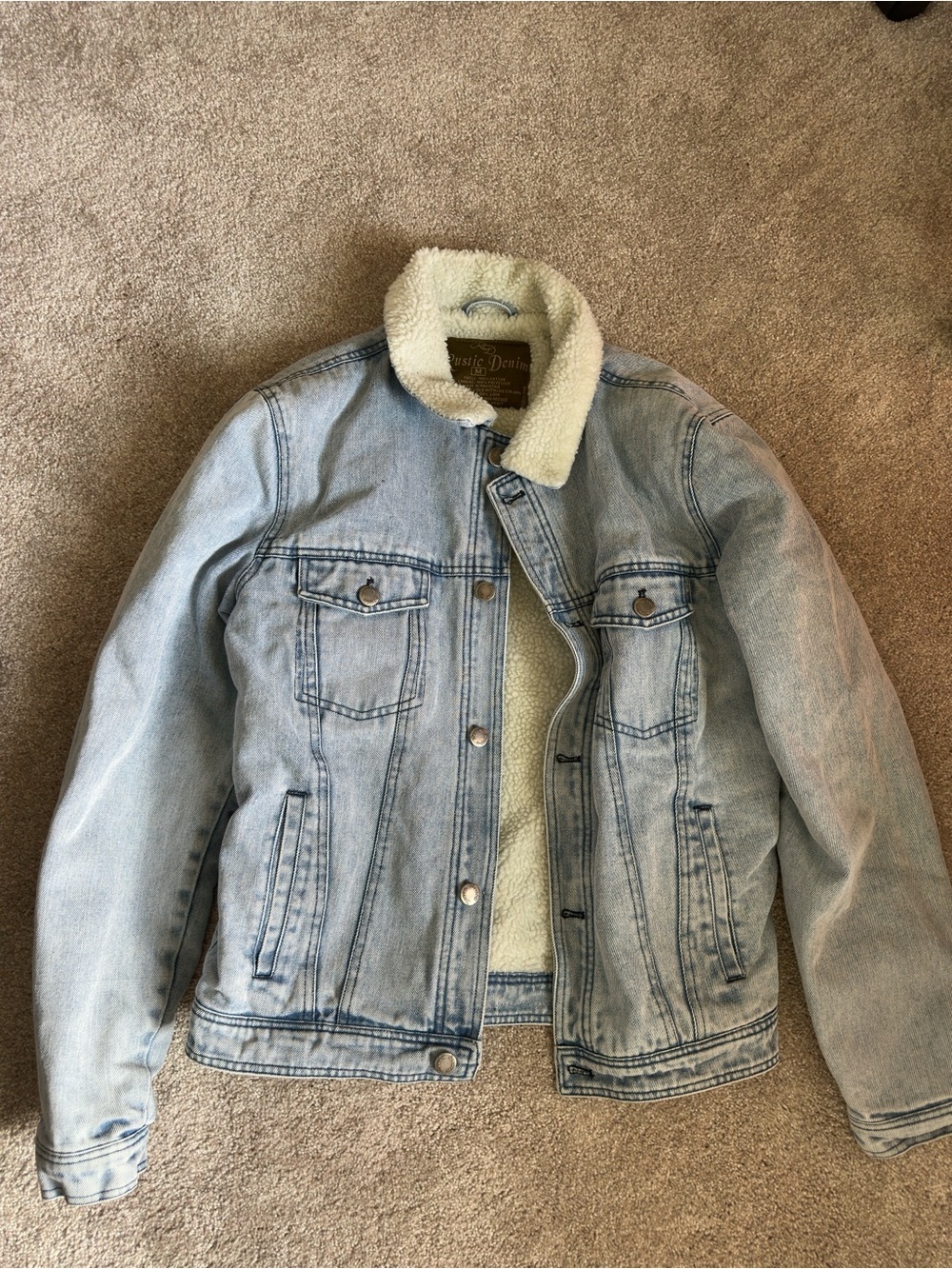 Light Blue Sherpa-Lined Denim Jacket